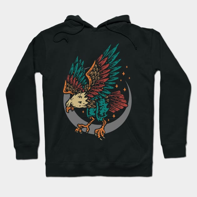 eagle hand drawn vintage Hoodie by Mako Design 